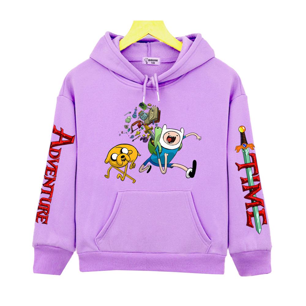Худи с принтом Adventure Time Аниме Осень и Зима Детская одежда Пуловеры Уличная мода Мальчики и Девочки толстовка Удобное Худи Милые Топы