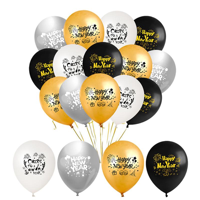 10pcs 2025 Latex Balloons 12Inch Happy New Year Baloon Christmas Gold Black Gray Ballons Xmas Home Decoration Party Supply