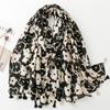Women’s Flower Patchwork Print Fashion Scarf and Shawl Fall Winter Soft Warm Comfortable Stylish Scarf Cotton Linen Sunscreen Shawl for Evening Dress