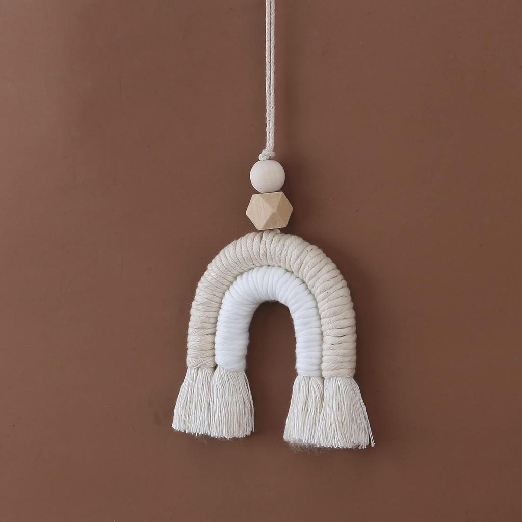 Macrame Rainbow Charm Boho Felt Ball Wood Bead Essential Oils Diffuser Interior Decor Handmade Car Accessories Colorful Hanging Air Freshener