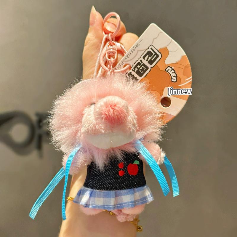 Милый джинсовый топ Мини Плюшевая мультяшная кукла Львенок Ниндзя Игрушка Подвеска Брелок Для подарка и украшения