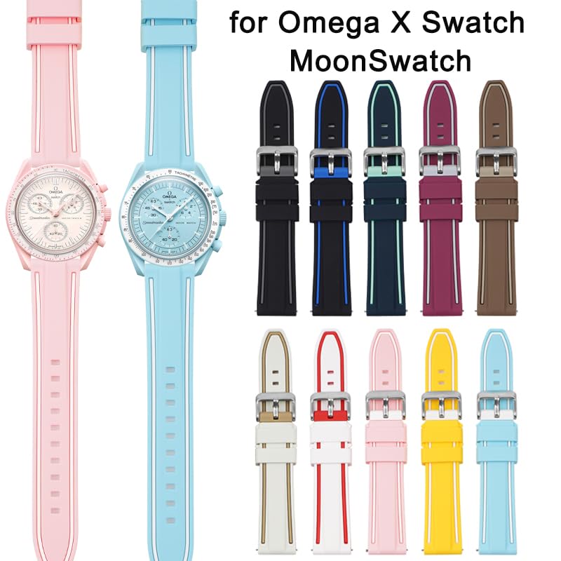 King Omega Swatch X Compatible Rubber Watch Strap with MoonSwatch Replacement Rubber Available In 11 Bioceramic MOONSWATCH Type 2 [Import Original]