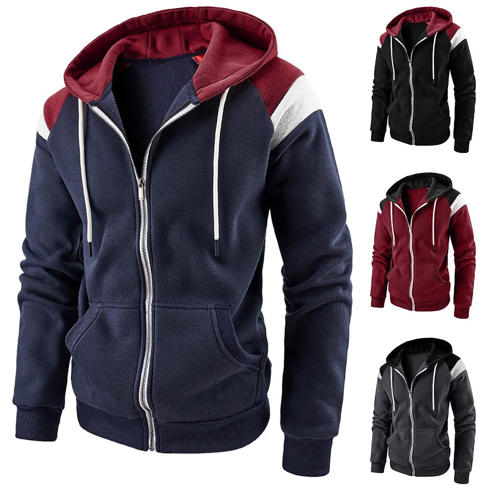 Men's Hoodie Fleece Cool Casual Winter Apparel Hoodies Sweatshirts Casual Sports Cardigan Long Sleeved Zipper Top Men Clothing