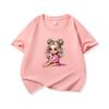 Kids Cotton T Shirt Cute Girl Sitting With Unicorn Print Crew Neck Short Sleeve Tee Casual Boys Girls Summer Tops