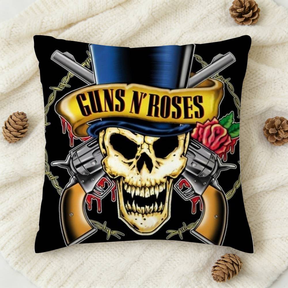 Gnr Band Guns N Roses Double-Sided Printed Square Decorative Cushion Cover For Sofa Living Room Home Decor