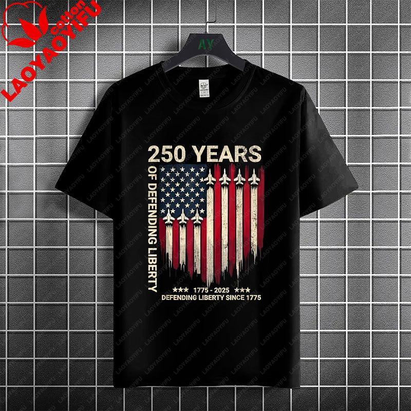 Funny Stars Stripes 250 Years America 250th Graphic Tshirt 100 Cotton Short Sleeve Round Neck Casual All Season Tshirt