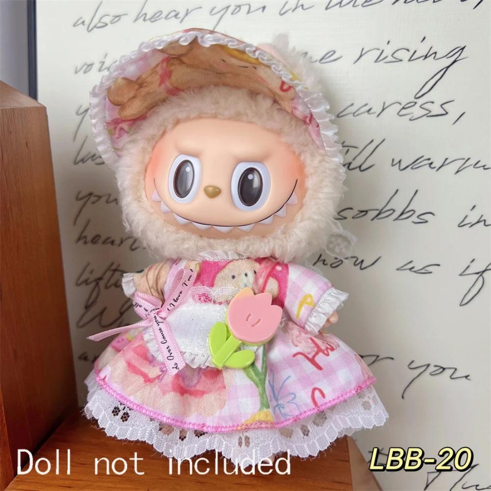 Только одежда для 15-17 см Лабубу Мини Аксессуары Одежда Одежда Набор кукол Сидящий Вечеринка Шарф Шляпа Сумка Милое украшение Подарок