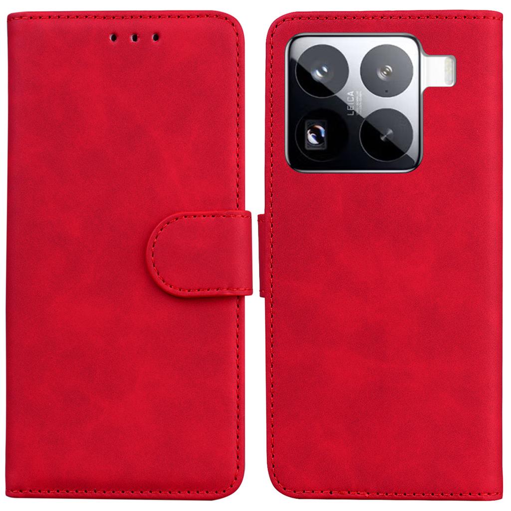 Чехол-кошелек из натуральной кожи однотонный для Xiaomi 15 Pro