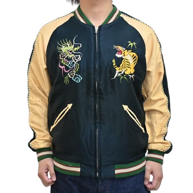 Tailor Toyo Стареющая сувенирная куртка Сукаджан ГОЛОВА ДРАКОНА ОРЕЛ Taylor Toyo TT15683-119 × (JP, Алфавит, 2XL, Черный)