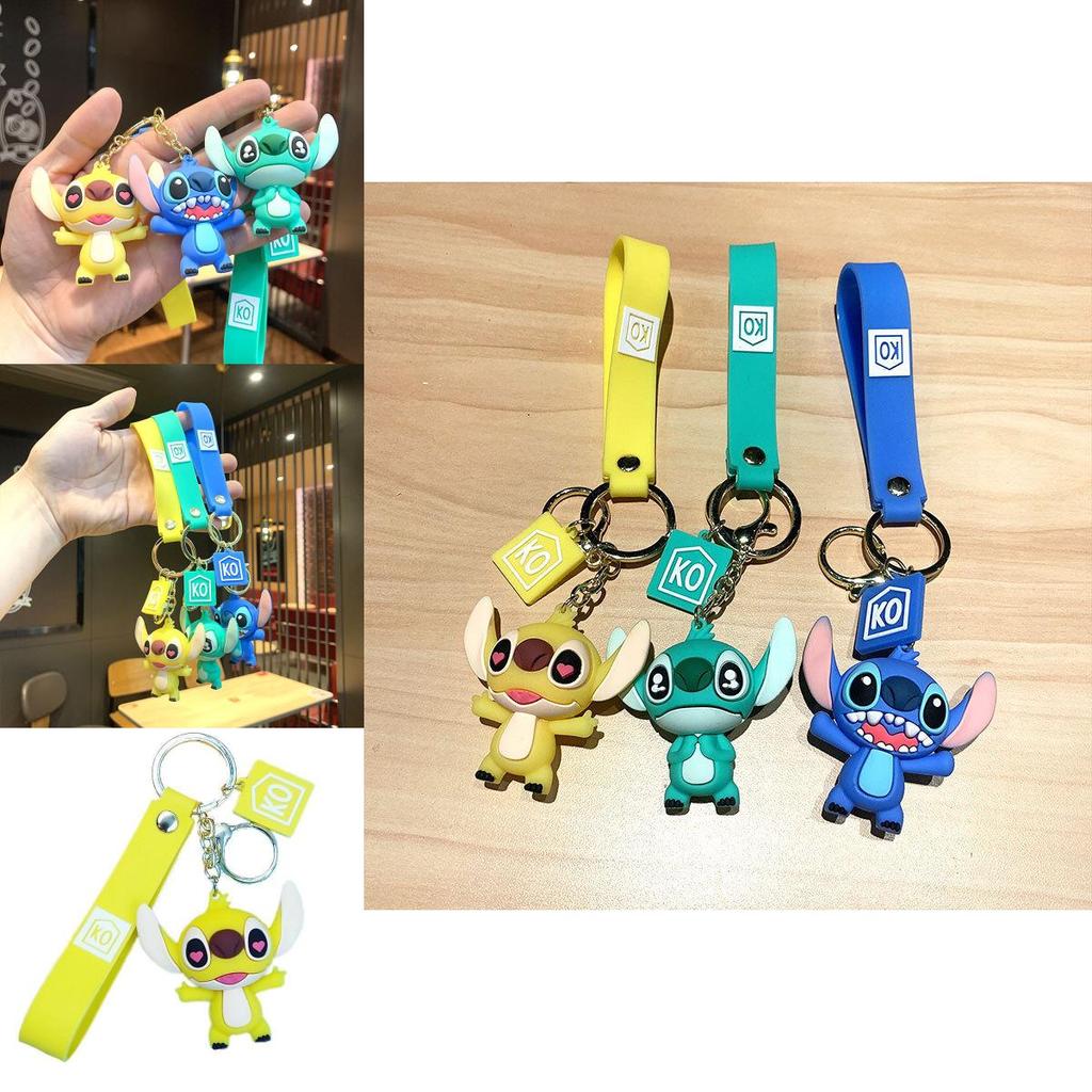 Adorable Cartoon Stitch Keychain Soft Silicone Couple Bag Charm For Car Keys