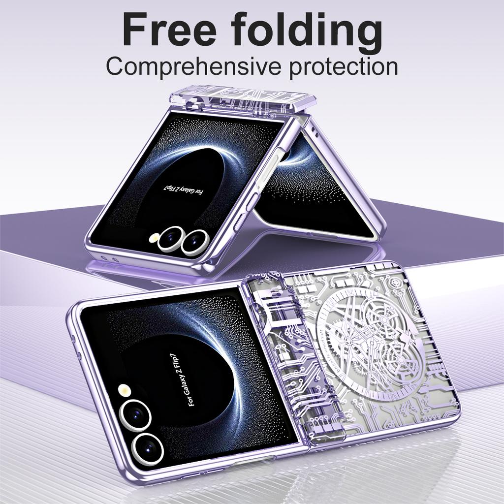 Чехол для Samsung Galaxy Z Flip7 5G Механическая легенда Гальваническое покрытие ПК Чехол для телефона