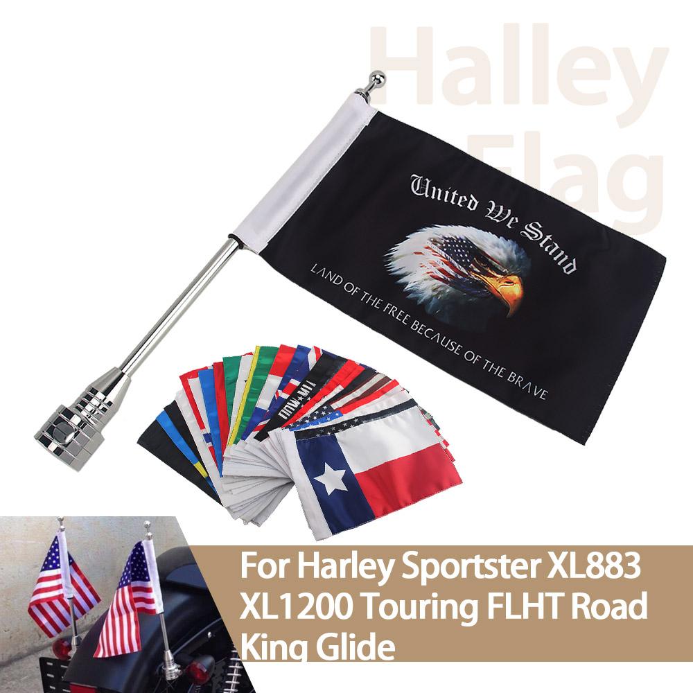 Мотоциклетный флаг Заднее крепление Багажник Для Harley Sportster XL883 1200 48 72 Touring FLHT Road King Glide Крыло Боковой шест