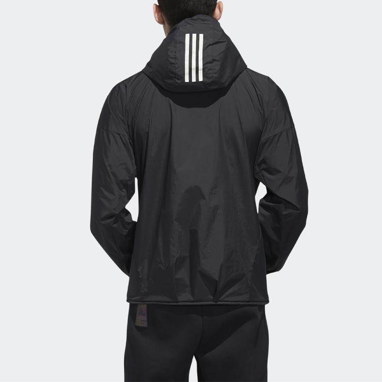 Adidas Logo Loose Casual Hooded Jacket Men Outerwear Black FM5409