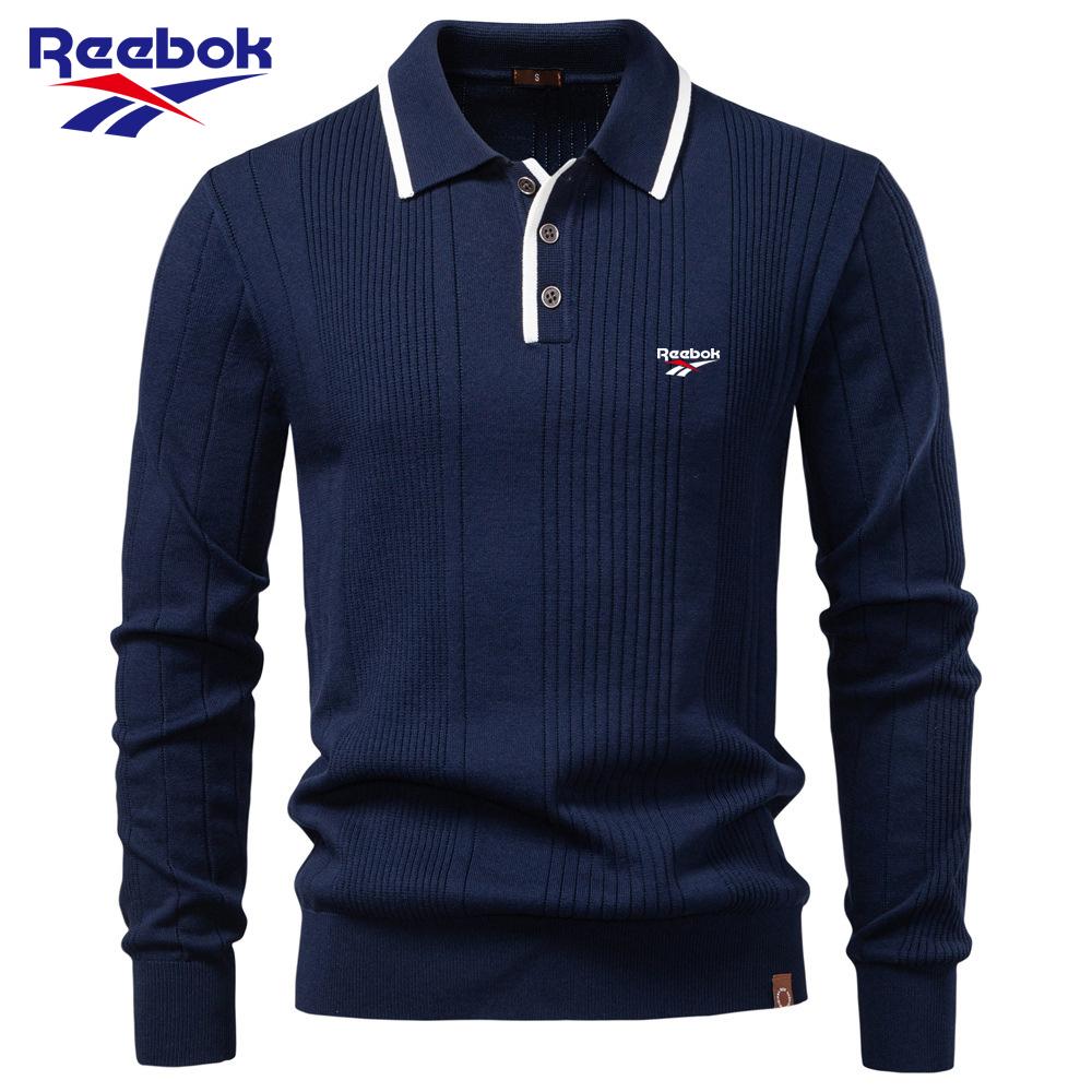 Reebok Осень-Зима 2026 Новый Жаккардовый Свитер с Вышивкой для Женщин Женский Пуловер Однотонный V-образный Вырез Вязаный Свитер Женский