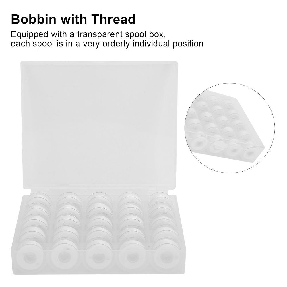 25pcs White And Black Prewound Bobbins Soft Feel Sewing Bobbins For Embroidery Machines
