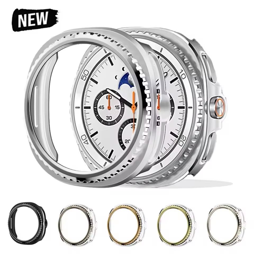 Рамка+Чехол для Samsung Galaxy Watch 8 classic 46 мм Защита Жесткий PC Бампер Корпус Galaxy Watch8 classic Чехол защитный