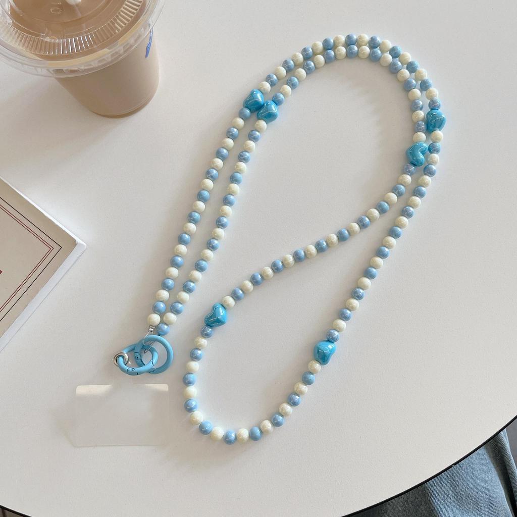 Красочный цепочный ремешок для телефона через плечо с бусинами в форме сердца - Защита от потери, Подходит для всех чехлов