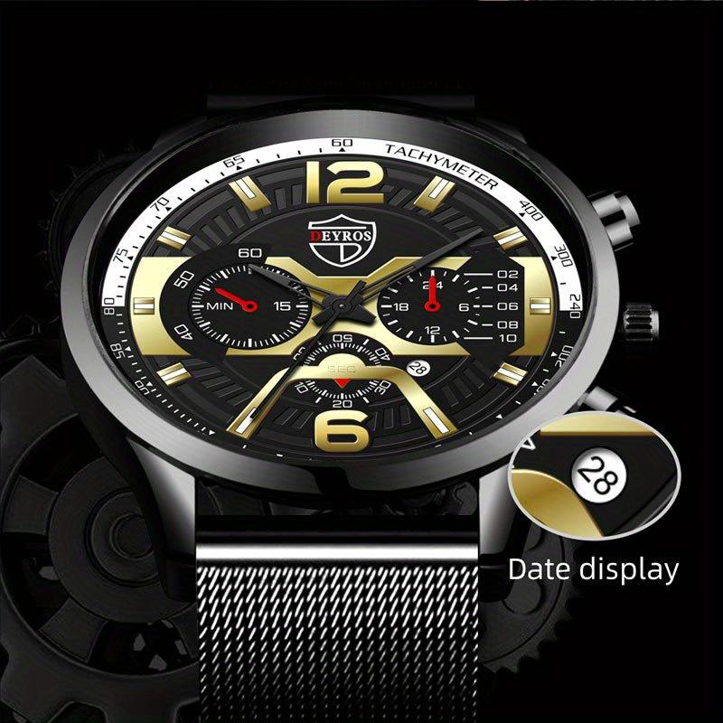 Модные мужские часы из нержавеющей стали с календарем и датой, качественные деловые кварцевые мужские часы