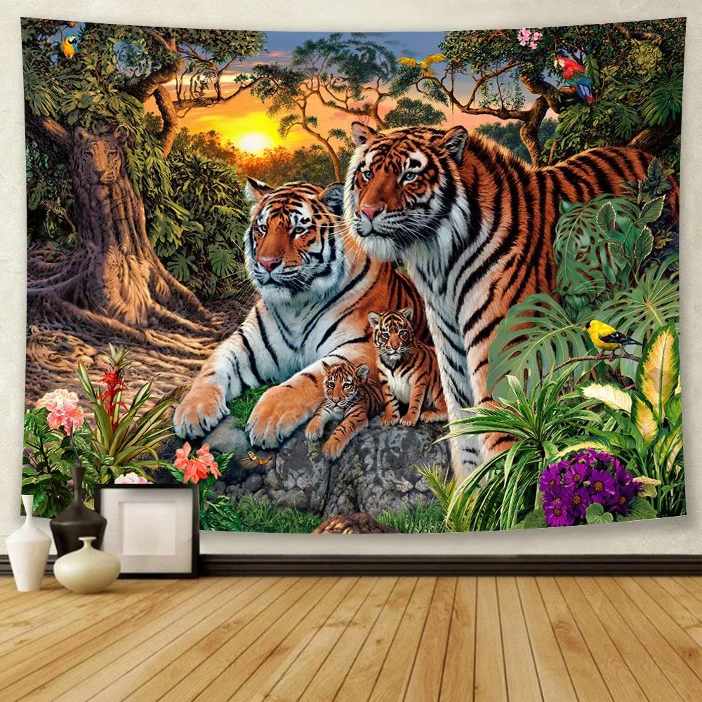 Лесной зверь Тигр Декоративный гобелен Офис Гостиная Декор Домашний Настенный Гобелен