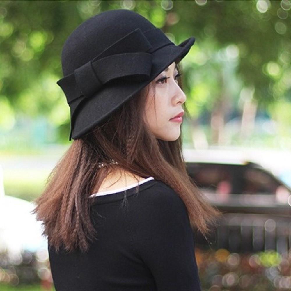 French Style Wool Bucket Hat Felt Mourning Cap Vintage Panama Hat Party