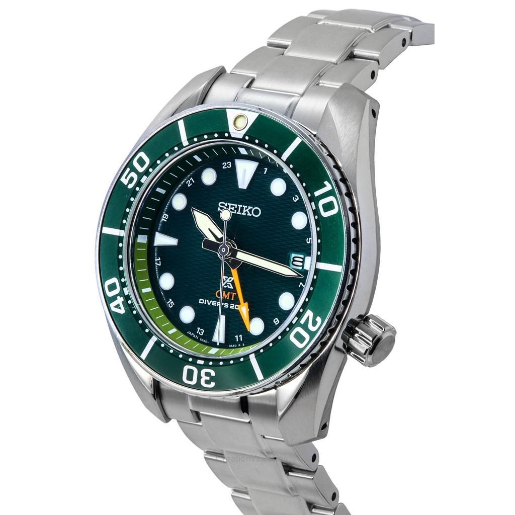Seiko Мужские часы Prospex Sea Aqua Sumo GMT с зеленым циферблатом и солнечной батареей SFK003J1 200M