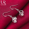 925 Sterling Silver Square AAA Zircon Piercing Earrings Fashionable Wedding Jewelry