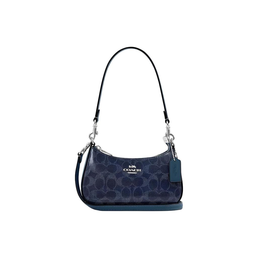 Coach 19 Кожаная сумка через плечо с фирменным логотипом Маленькая женская сумка через плечо Синяя CAJ93-SVD9