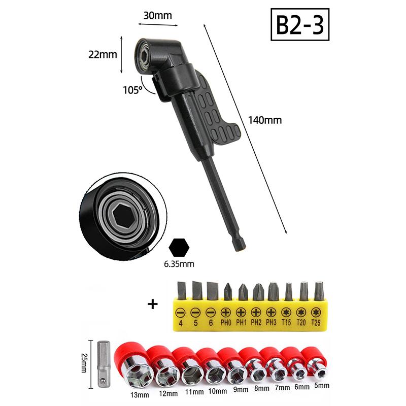 Переходник-головка с углом 105 градусов 1/4 дюйма Удлинитель Шестигранная насадка для дрели Регулируемый держатель для отвертки Шлицевой Phillips Электроинструменты Ручные инструменты