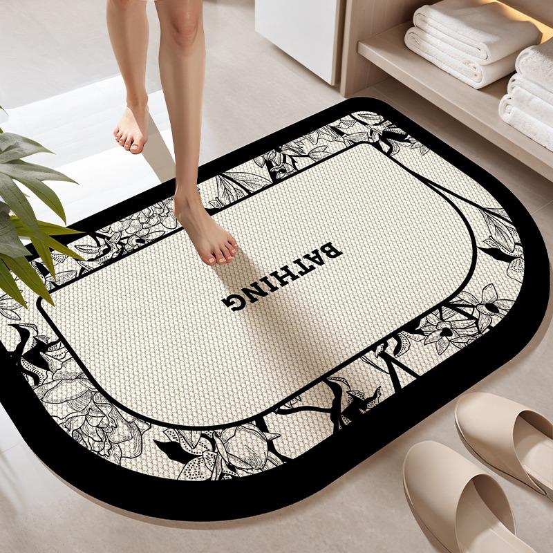 Toilet floor mat non-slip bathroom door mat absorbent foot mat toilet quick-drying diatom mud carpet at the door of the toilet