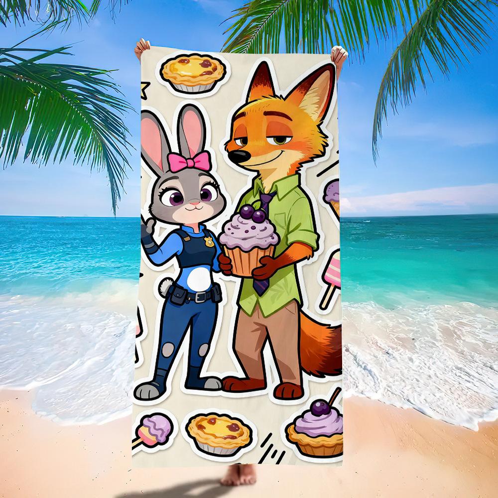 Zootopia Beach Towel Microfiber Bath Towel Kids Cartoon Week Judy Nick Quick Dry Towel