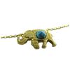 [P8331] - Колье ручной работы "Индийский слон" бирюзовое золото - 16х8 мм