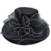 Sombrero elegante con estampado de lunares y flores para mujer, sombrero de Organza con ala ancha,  Fiesta en la playa, 2022
