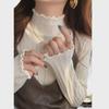 Ruffled Half-High Collar Knit Sweater for Women - Autumn/Winter 2025 Long Sleeve Top
