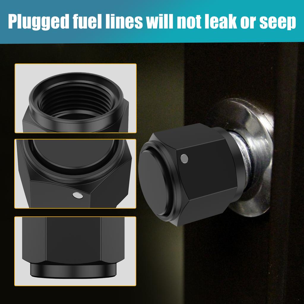 2Pcs 8AN 10AN 12AN Flare Cap Aluminium Alloy AN Flared Fitting Cover Sealed AN Flaring Connector Cap for Car Modified Accessorie