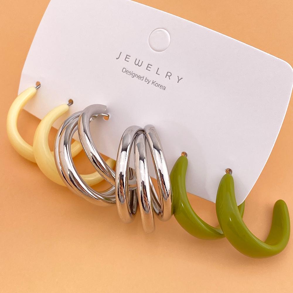 Набор серег-колец из акриловой смолы в стиле панк для женщин, модные круглые серьги, темпераментные трендовые ювелирные изделия