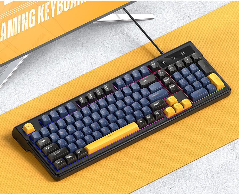 Проводная игровая клавиатура T-WOLF T13 - 98 клавиш, бесшумное механическое ощущение, подсветка, высококачественный дизайн.