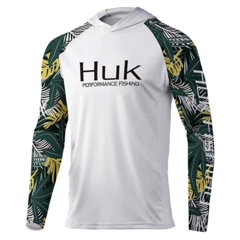 Мужской костюм HUK Fishing с длинным рукавом и капюшоном, дышащая футболка UPF50