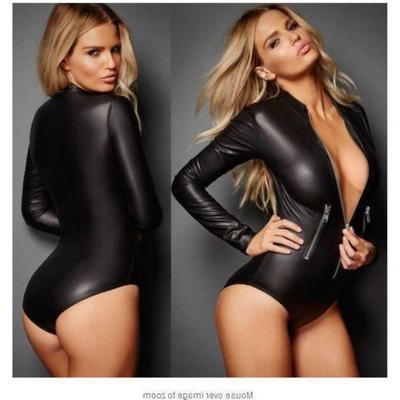 Горячая распродажа, осенний женский кожаный комбинезон на молнии, приталенного кроя, с длинным рукавом, в стиле ночного клуба