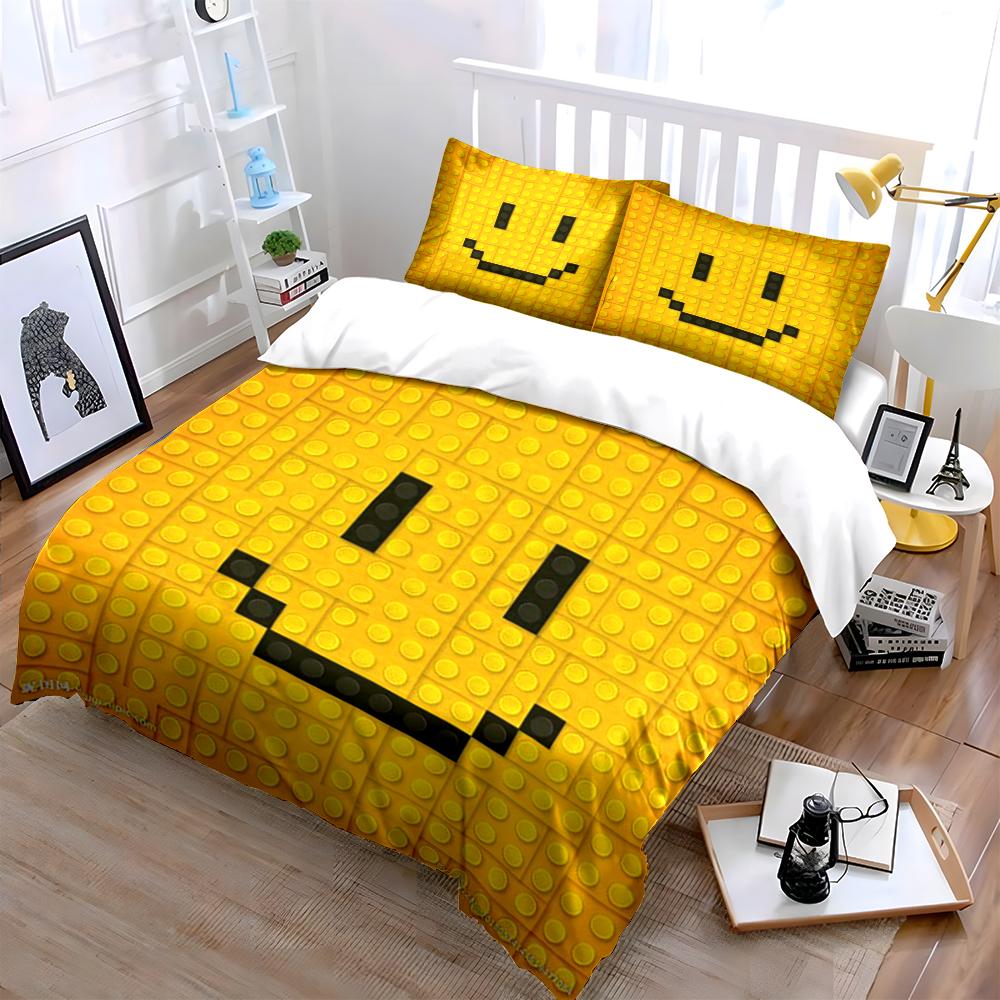 Smiley Face Yellow Bedding Set Bedding set (1 duvet cover, 2 pillowcases, duvet not included)