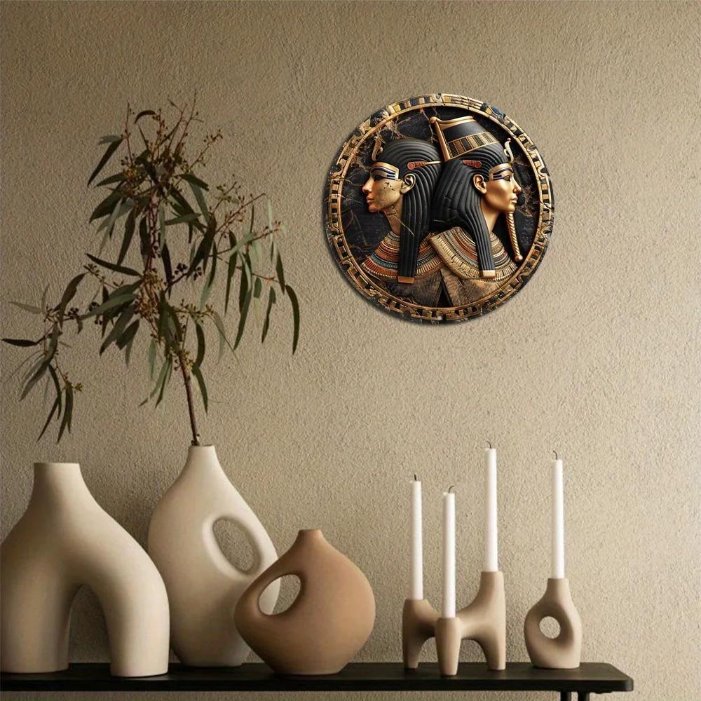 Круглый деревянный декоративный знак, плоская 2D-печать, тема египетской мифологии, декор для дома, кафе, настенное украшение, праздничный подарок