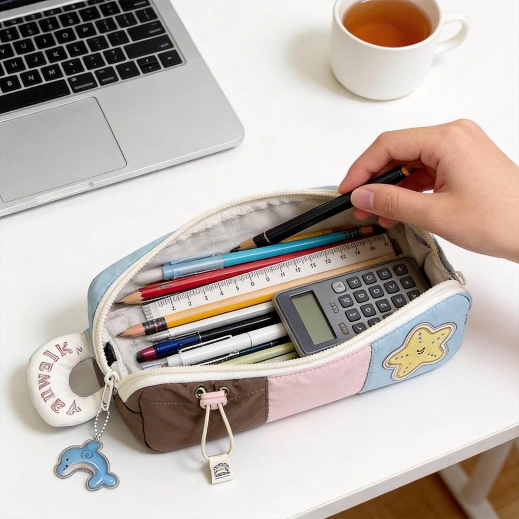 Shell Pattern Marine Drawstring Stationery Bag For Middle School Girls