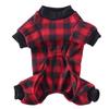 Plaid Four-Legged Polyester Pet Pajamas Soft Fleece Onesie for Small Medium Dogs Cozy Winter Sleepwear Ribbed Cuffs Classic Red
