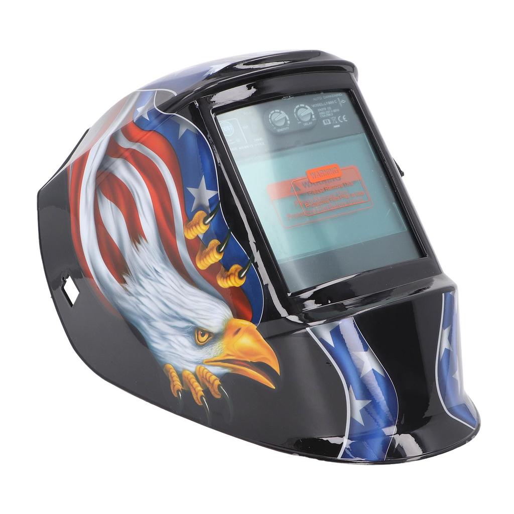 Сварочный шлем с рисунком орла, автоматическое затемнение, большой обзор, защита головы, регулируемая, питание от солнечной батареи