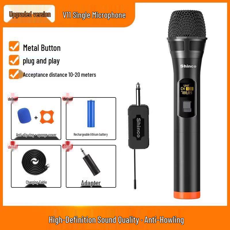 Universal Dual UHF Wireless Handheld Microphone for Professional Home, KTV, and Outdoor Sound Systems