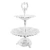 Cup Cake Tower Stand 2 Tier Alloy Elegant Tiered Cake Display Holder Serving Tray Silver White