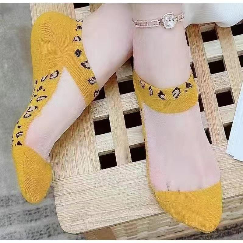 Женские сексуальные шелковые носки с леопардовым принтом