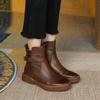 Winter Women's Shoes Leather Casual Flat Ankle Boot Female Platform Short Booties 2024 New Retro Boots for Women Autumn