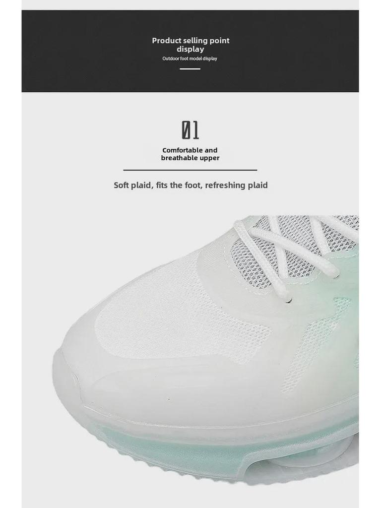 Men's Summer 2024 Breathable Shock-Absorbing Air Cushion Mesh Running Shoes Height-Increasing Korean Style.