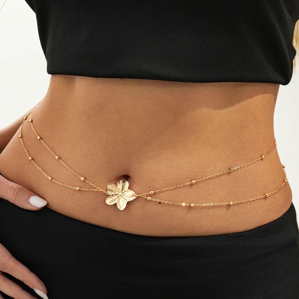 Ingemark Unique Exquisite Oil Dripping Flower Waist Belly Belt Women Sexy Bikinis Gold Color Metal Chain 2026 New Body Jewelry