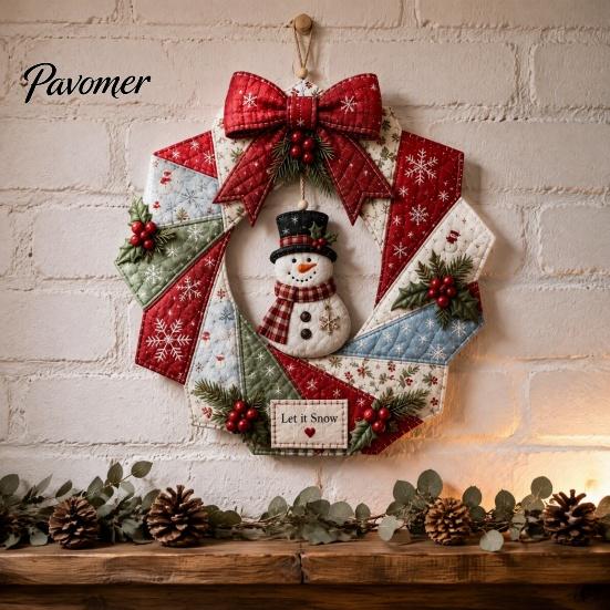 Decorative Fabric Wreath Kit Christmas DIY Kit, Patchwork Beginner-Friendly Handmade Holiday Craft Personalized Door Decor Decoration Set for